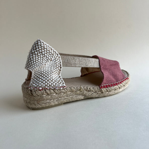 Sandalia lona rosa