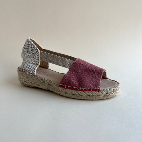 Sandalia lona rosa