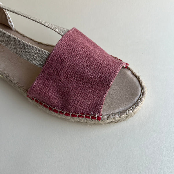 Sandalia lona rosa